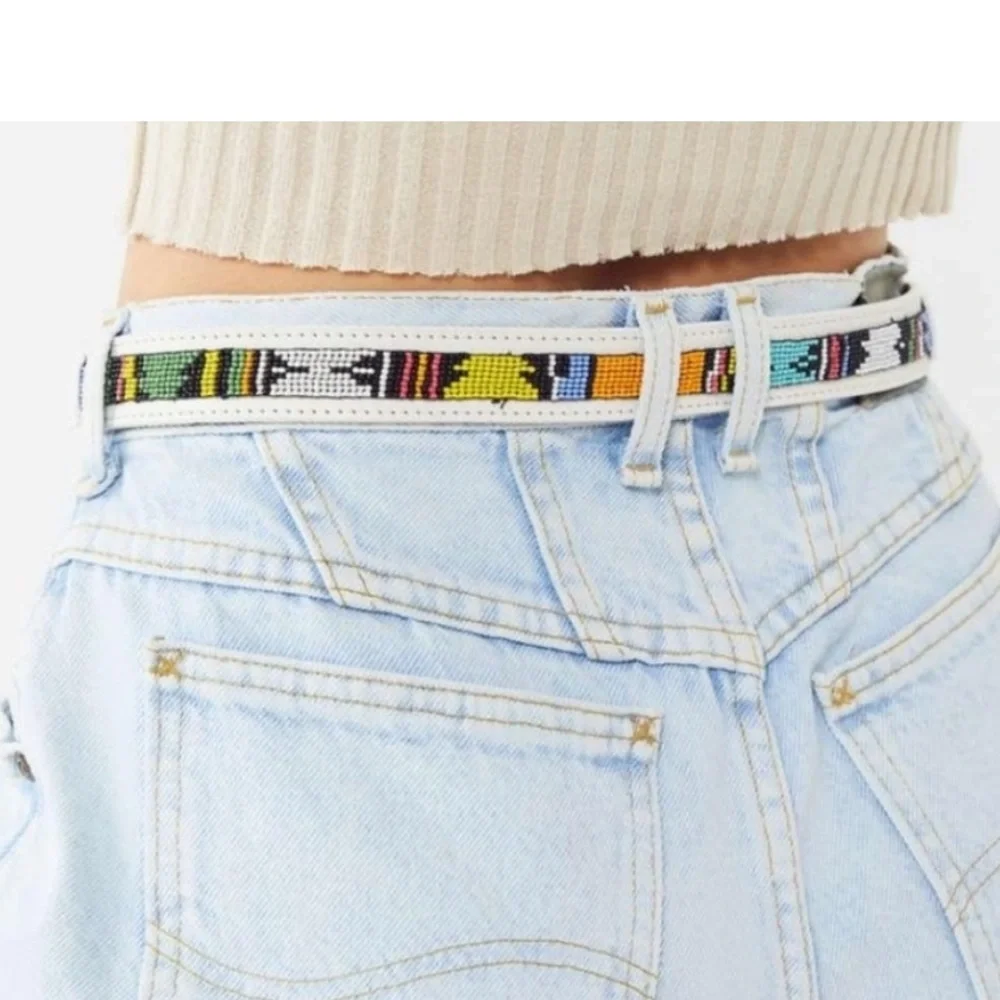 Urban Outfitters Small Leather Cassidy Beaded Western Belt